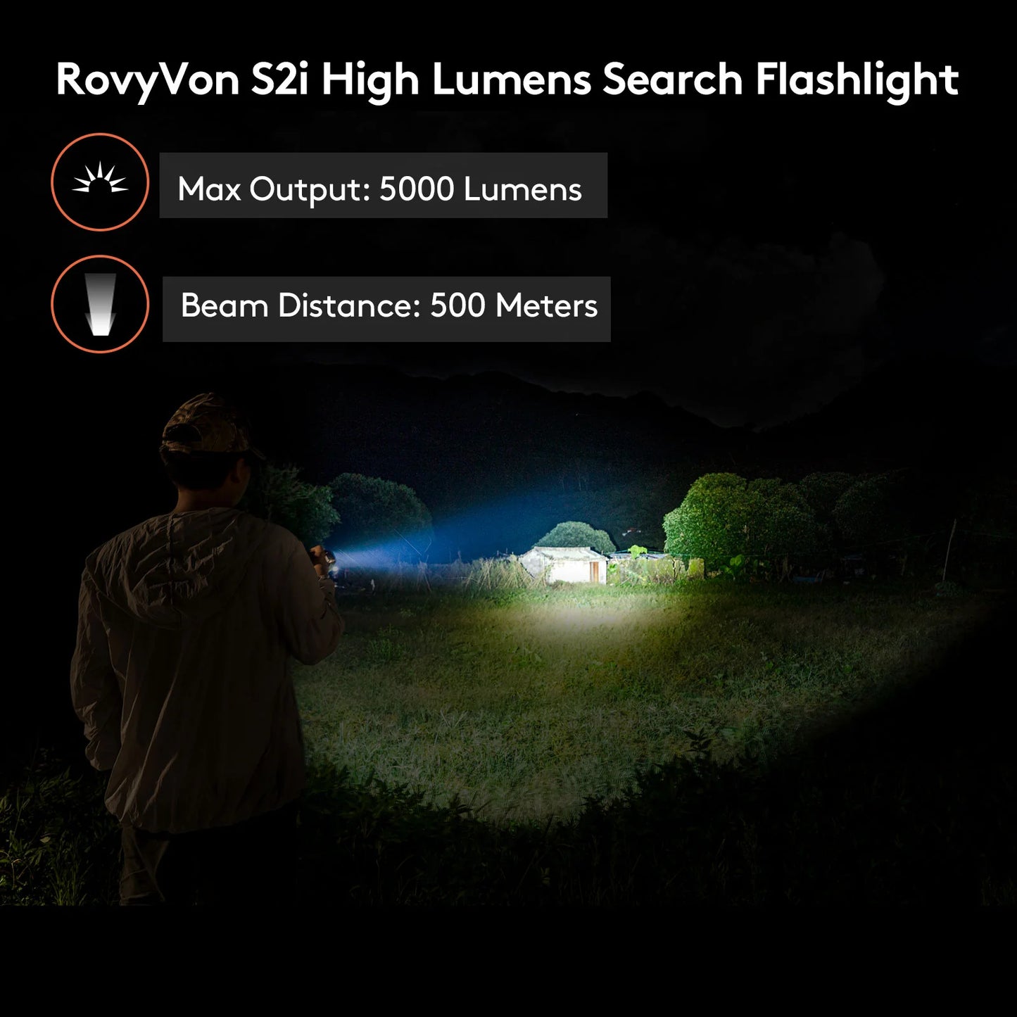 RovyVon Search S2i 5000 Lumens Search Flashlight 7000K