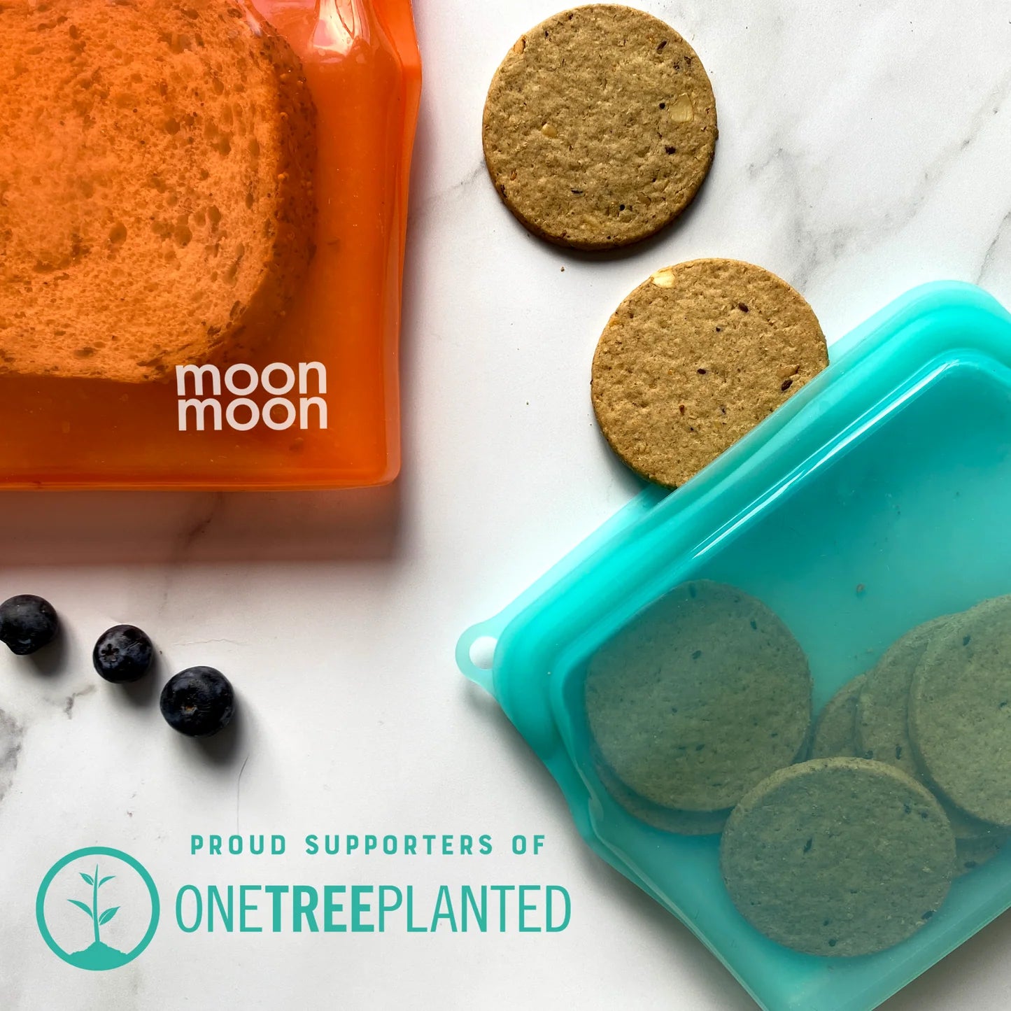 Moonmoon Reusable Silicone Food Bags Slim Pouch 470ml Multi, Set of 3