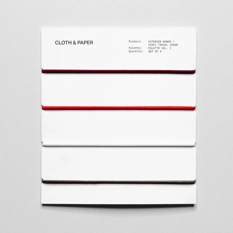 Cloth & Paper Exterior Bands Vinyl Travel Cover, Bordeaux, Rouge, White, & Olive