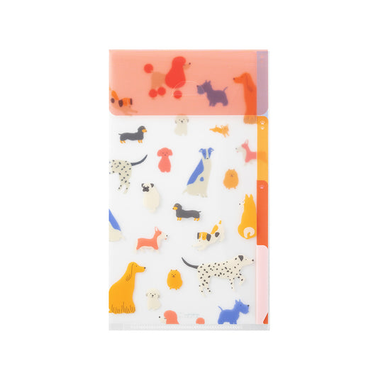 Midori 3 Pockets Clear Folder A5 Slim with Flap, Dogs