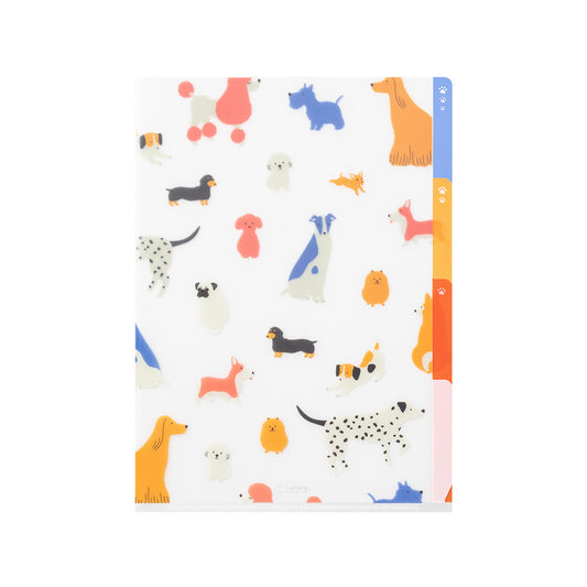 Midori 3 Pockets Clear Folder A5, Dogs