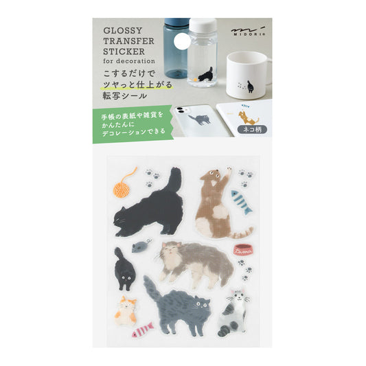 Midori Glossy Transfer Sticker for decoration Cat