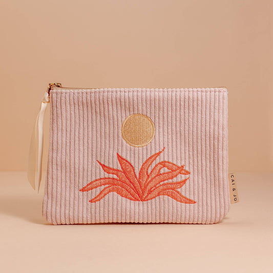 Cai & Jo Corduroy Pouch, Pale Pink