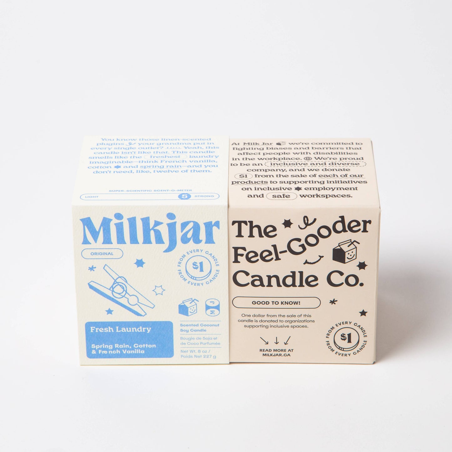 Milk Jar Candle Co. Fresh Laundry - Rain, Cotton & Vanilla Coco Soy, 8oz