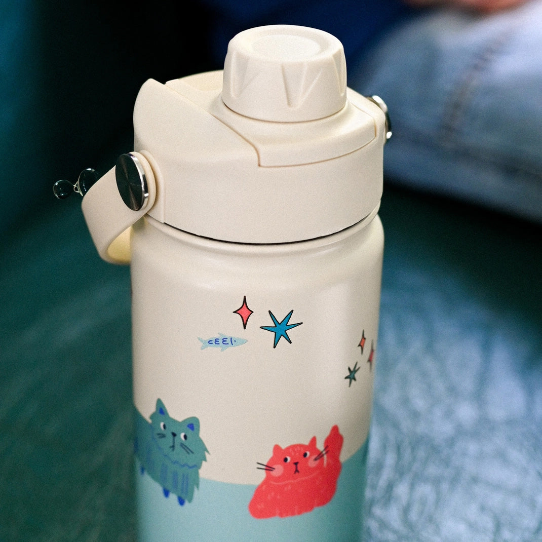 The Cotton Cloud Stainless Steel Bottle, Meowtiful Cats
