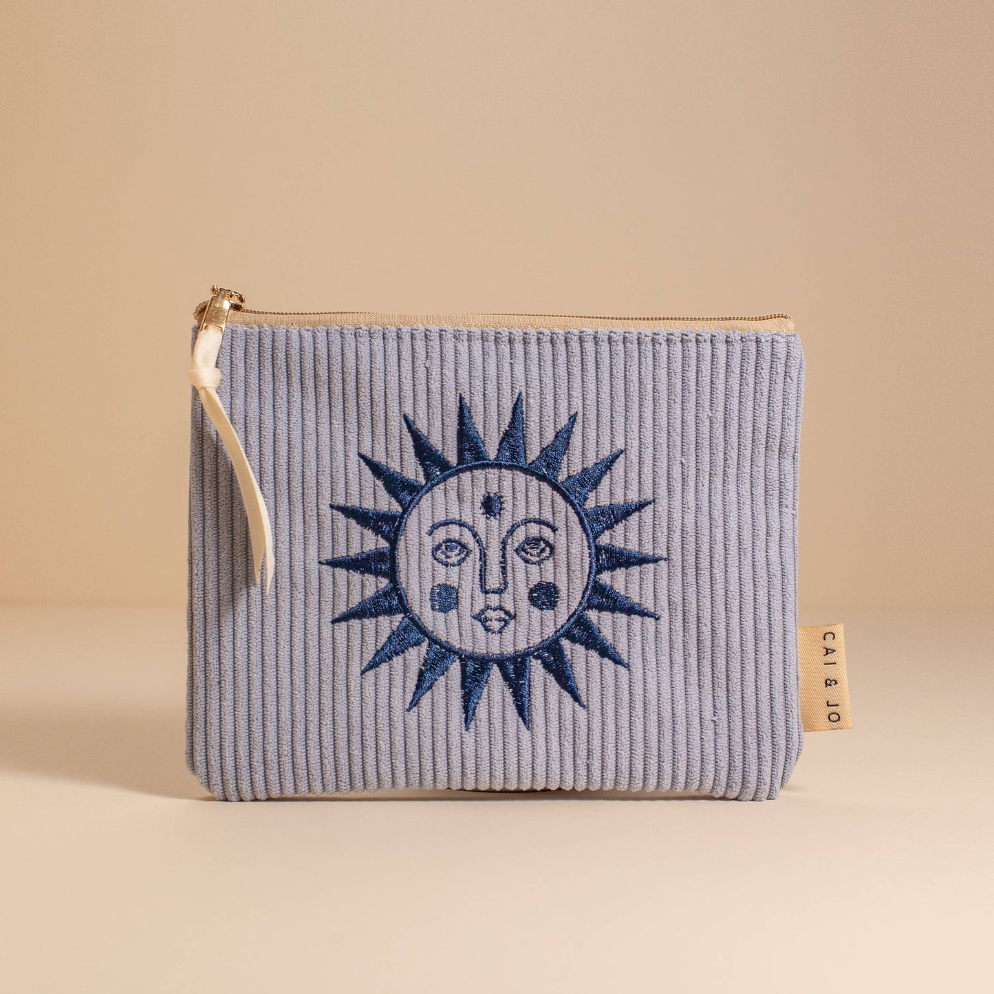 Cai & Jo Corduroy Pouch, Seafoam Blue