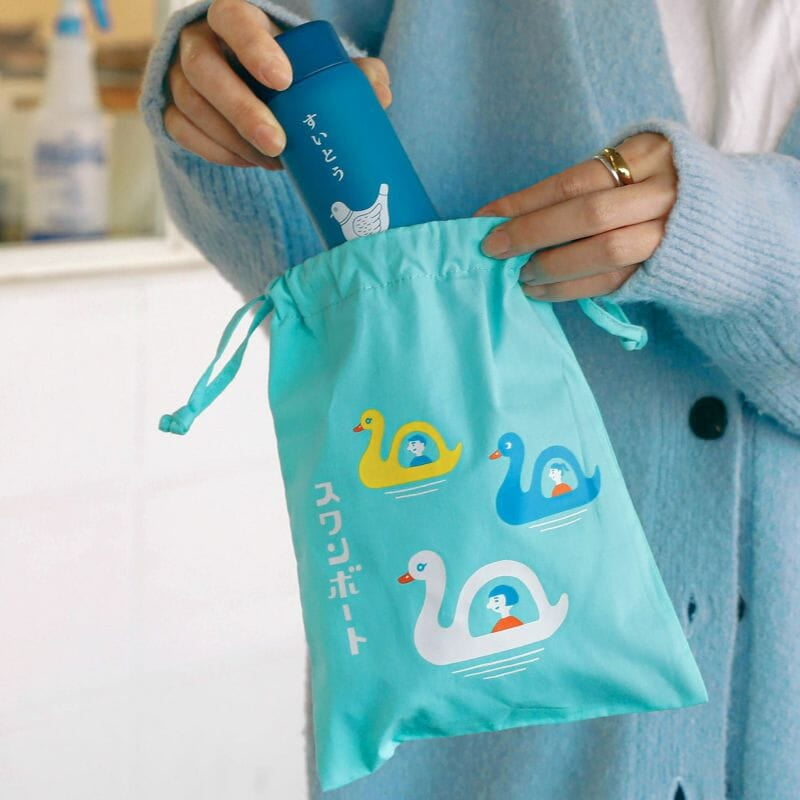 Hightide Retro Drawstring Bag Medium, Swan Boat