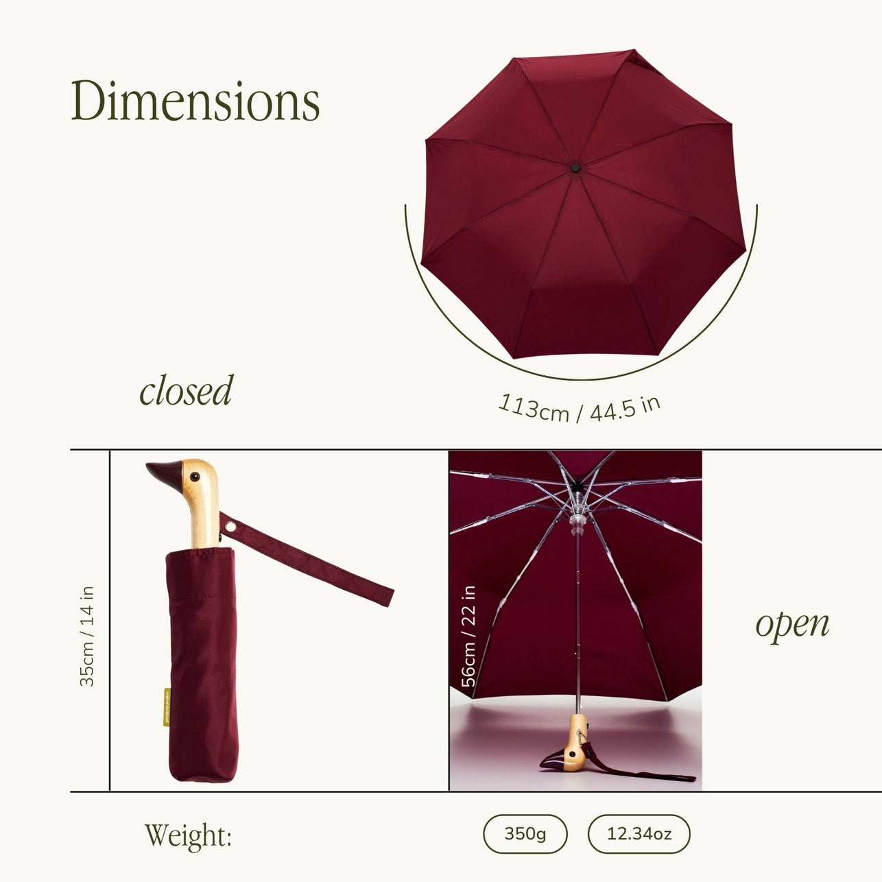 Original Duckhead Compact Umbrella, Cherry