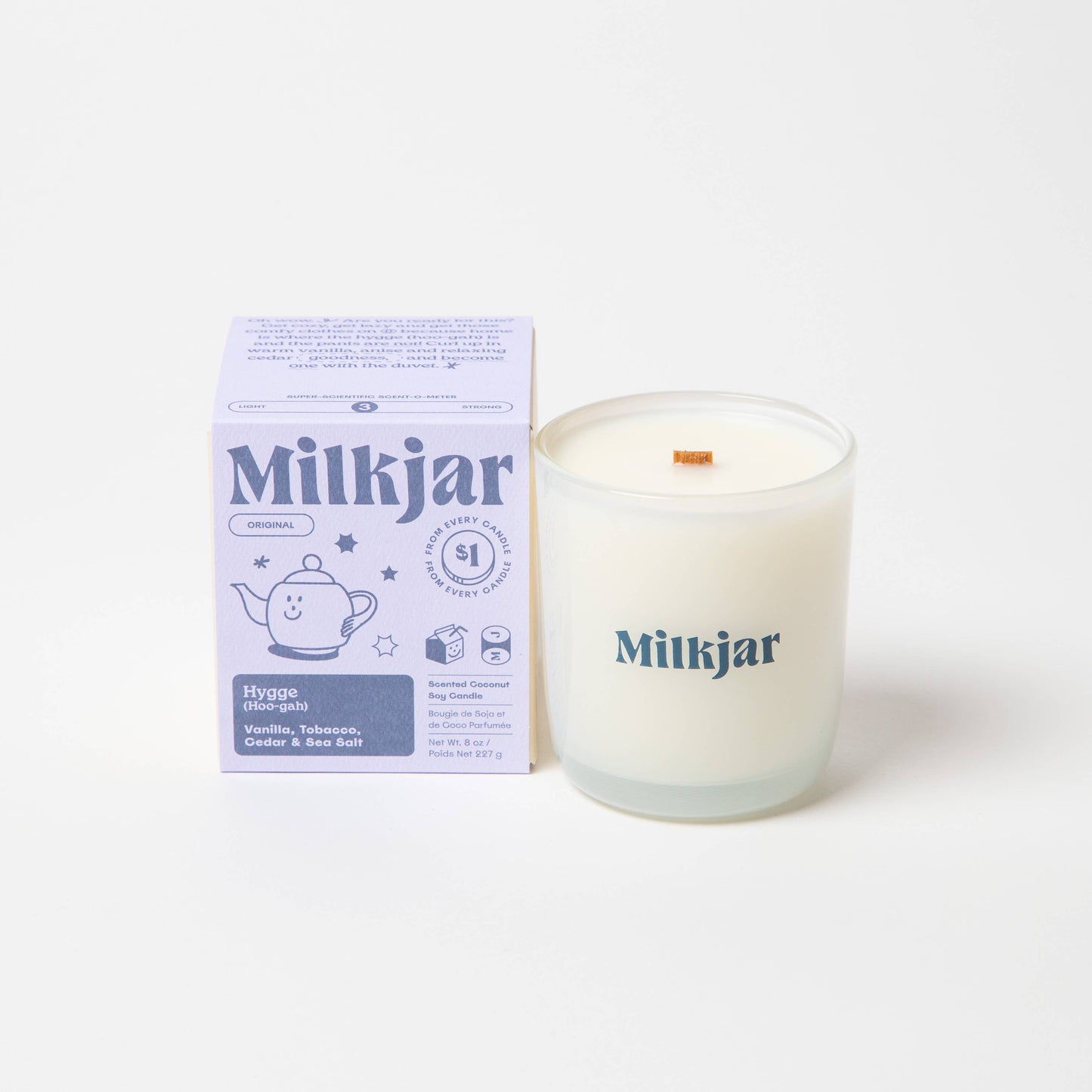 Milk Jar Candle Co. Hygge - Vanilla, Tobacco & Cedar Coconut Soy, 8oz