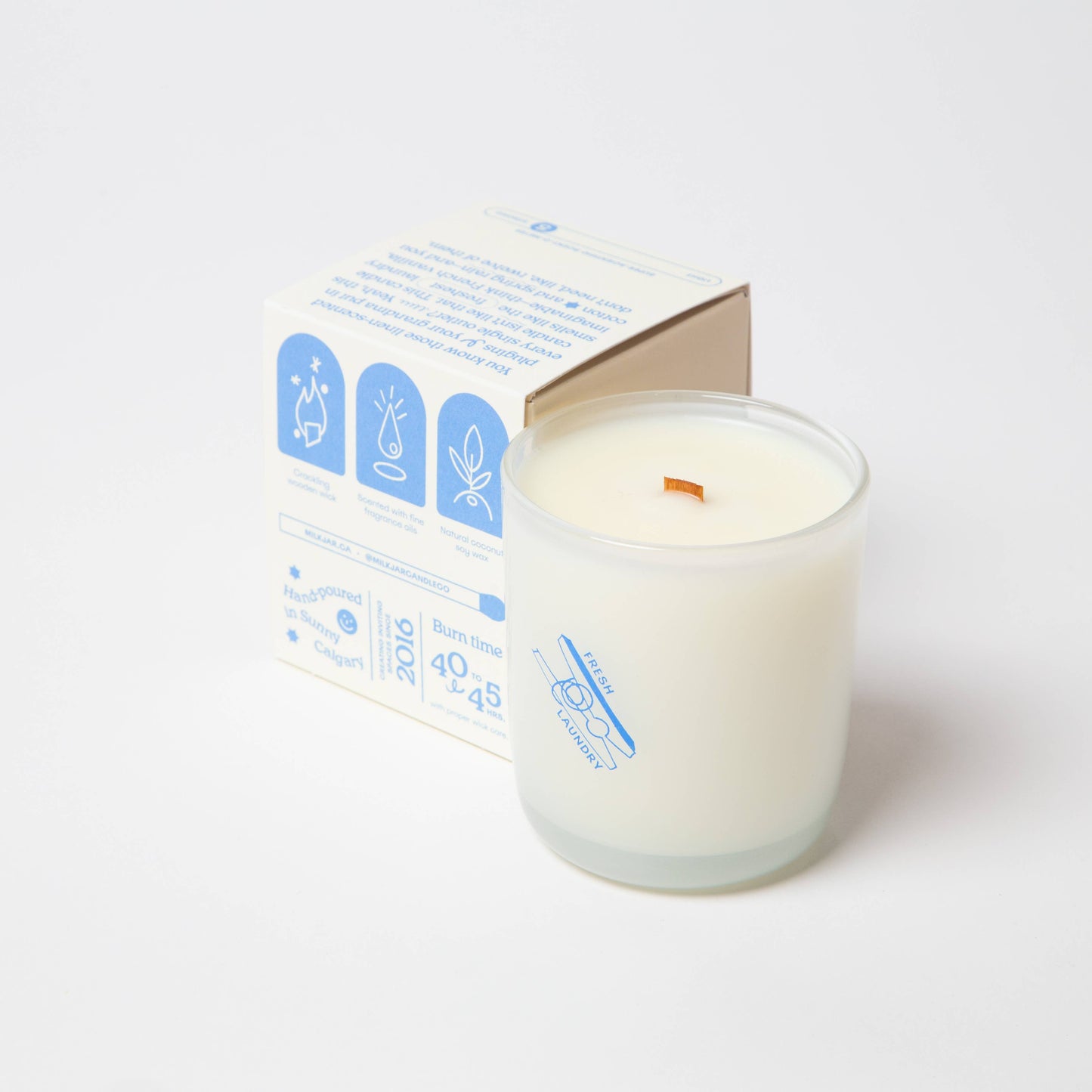 Milk Jar Candle Co. Fresh Laundry - Rain, Cotton & Vanilla Coco Soy, 8oz
