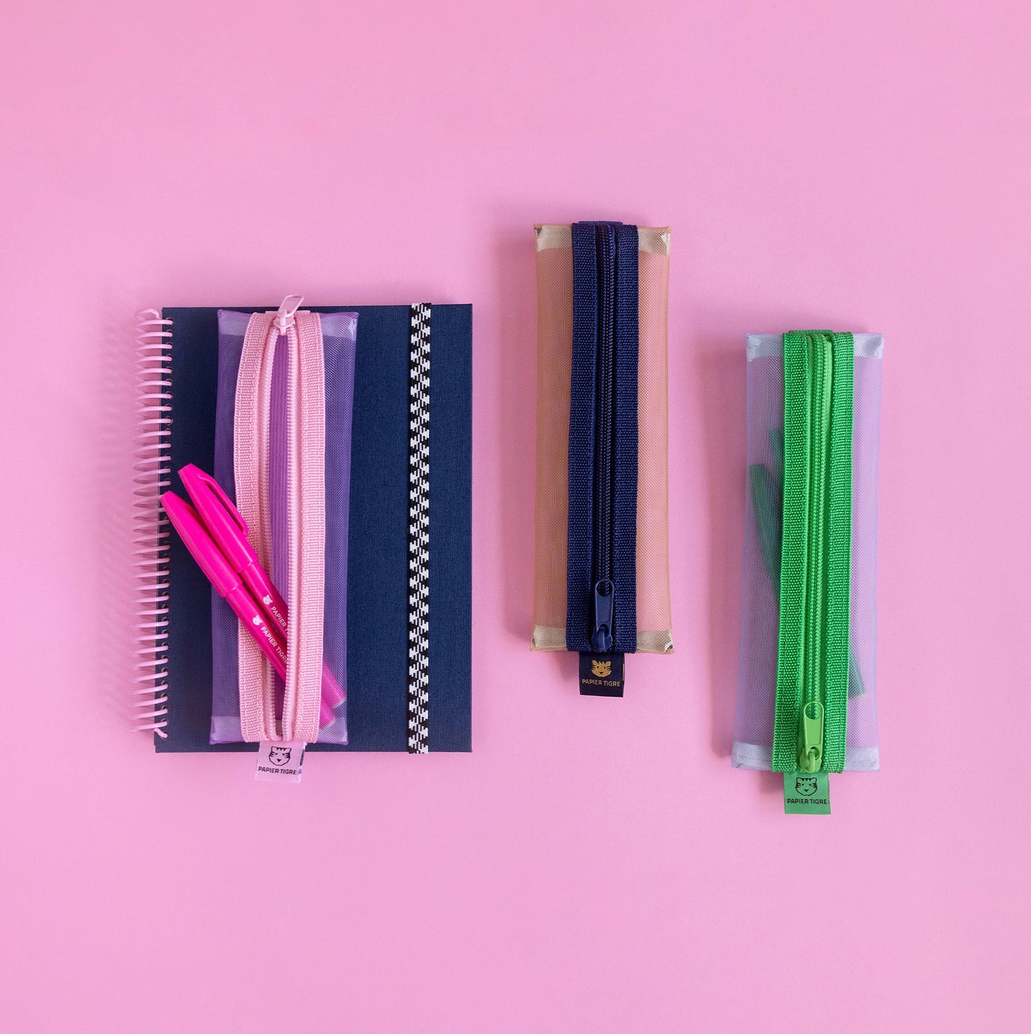 Papier Tigre Kito Elastic Pouch, Blue & Camel