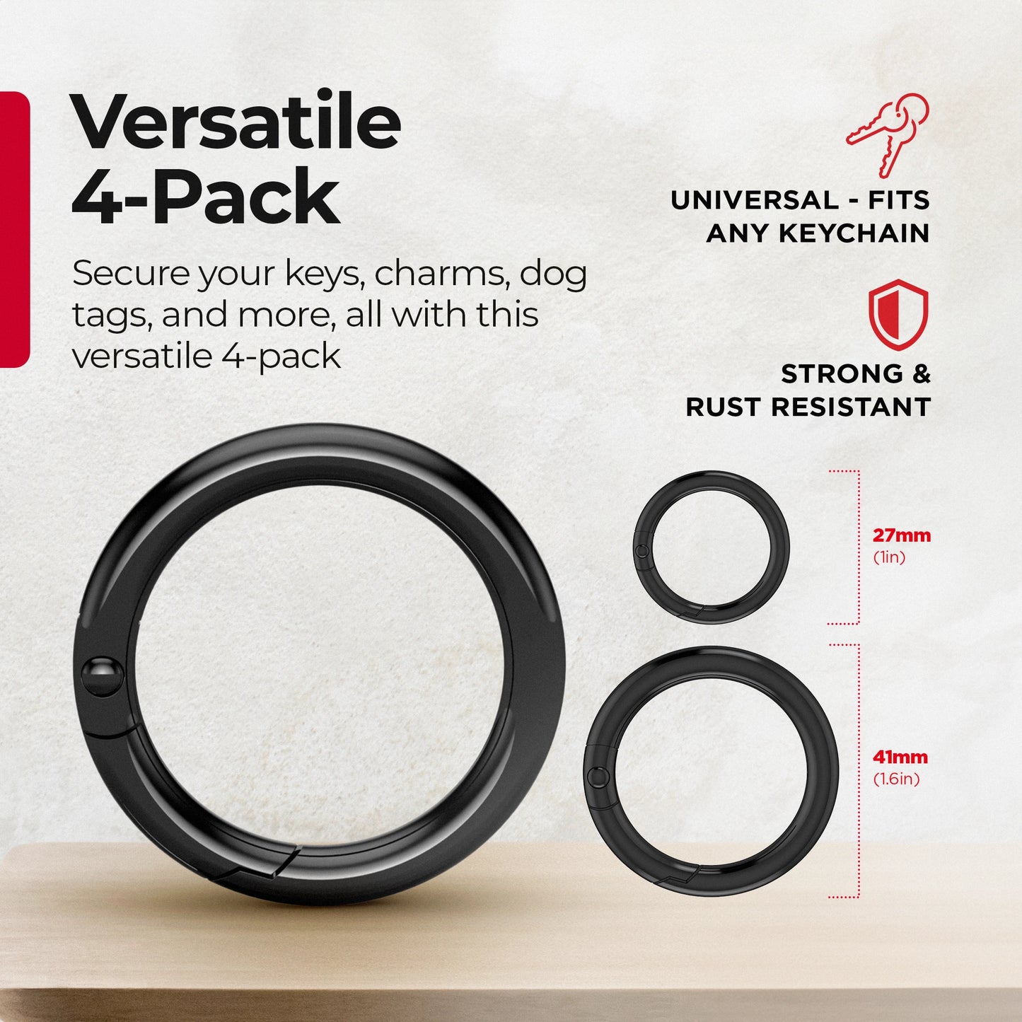 KeySmart® Carabiner Clip 4-Pack, Black