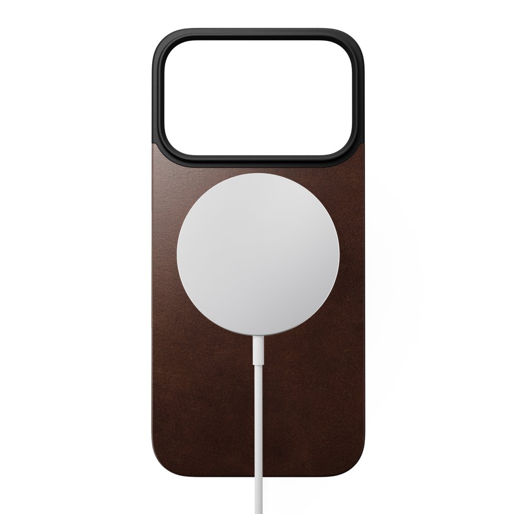 Nomad Magnetic Horween Leather Back MagSafe iPhone 17 Pro, Rustic Brown