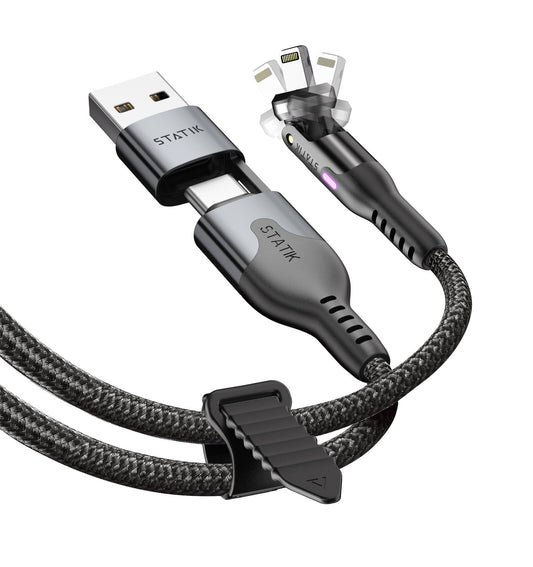 Statik® PowerPivot Pro USB C to Lightning Cable 2 m, Black