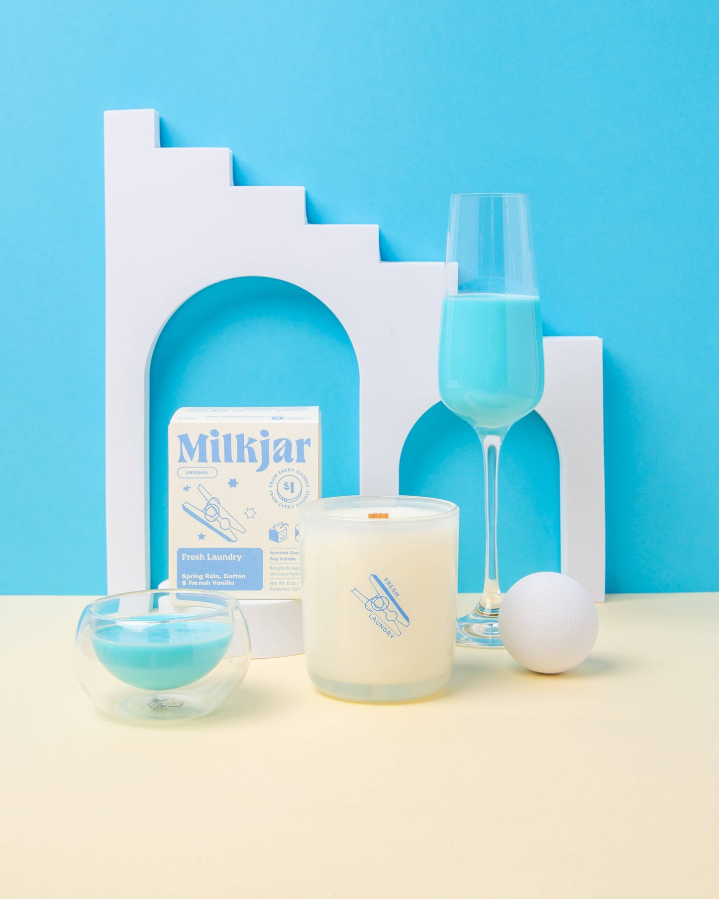 Milk Jar Candle Co. Fresh Laundry - Rain, Cotton & Vanilla Coco Soy, 8oz