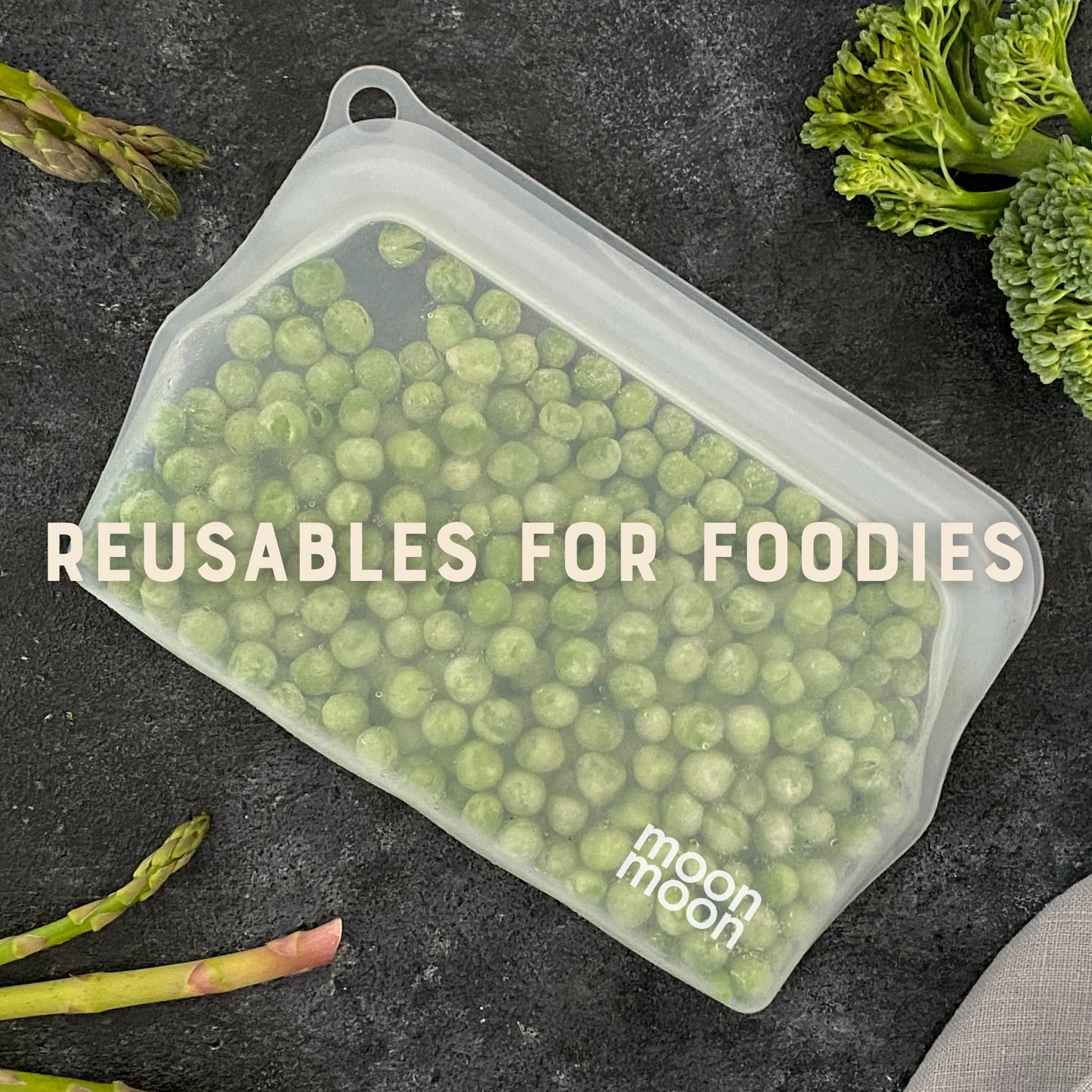 Moonmoon Reusable Silicone Food Bags Slim Pouch 470ml Multi, Set of 3
