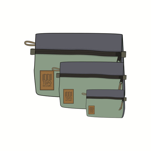 Topo Designs Accessory Bag Bundle, Stone Blue / Ash Green