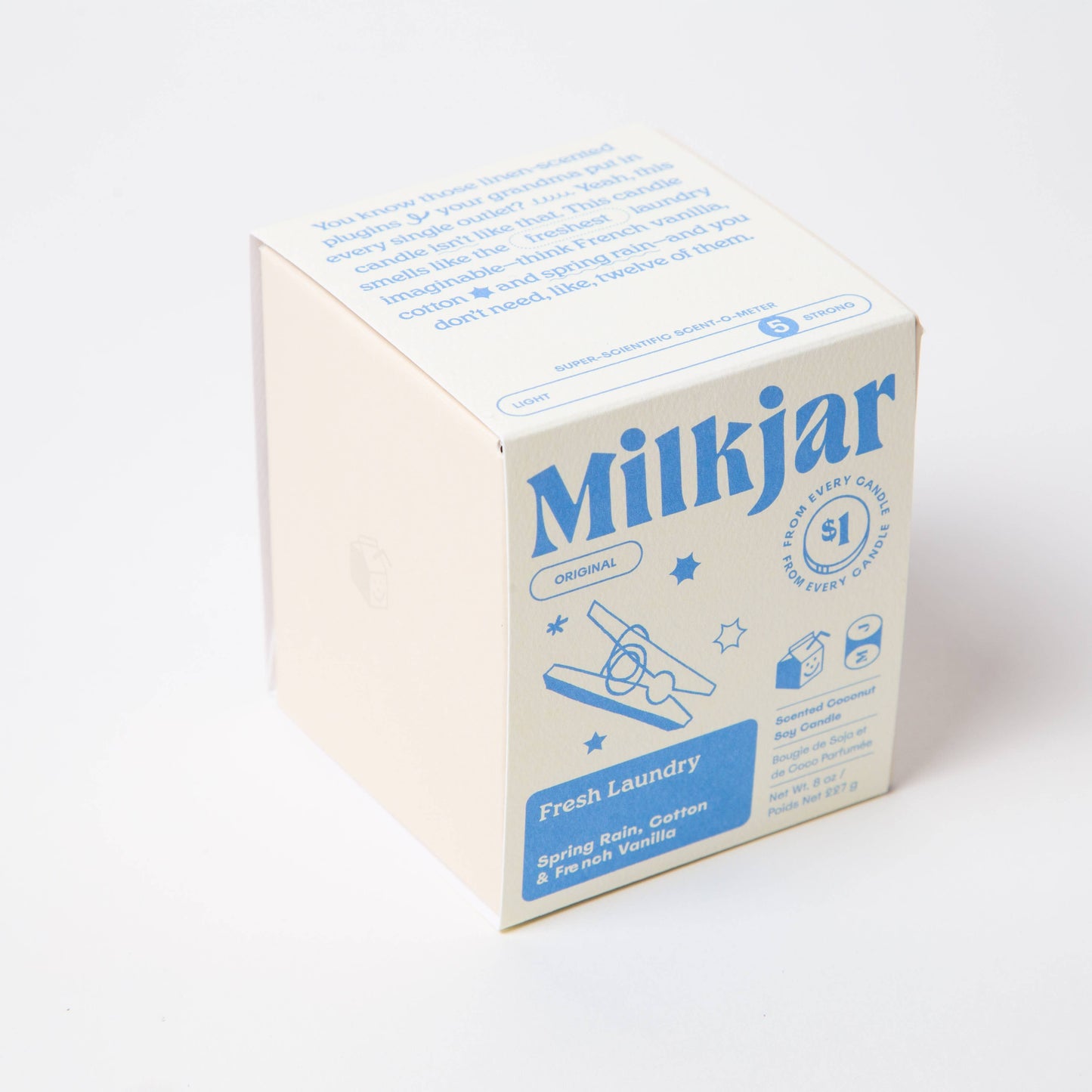 Milk Jar Candle Co. Fresh Laundry - Rain, Cotton & Vanilla Coco Soy, 8oz