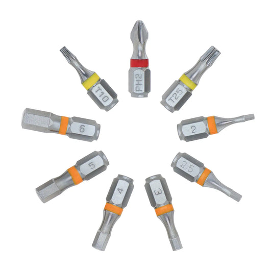 711L Color-Coded 1/4” Hex Bit Set, 9pcs