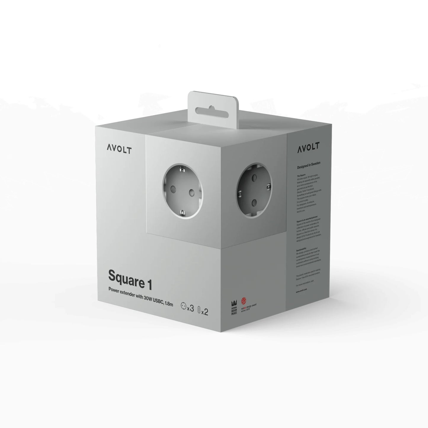 Avolt Square 1 Skjøteledning USB-C 1.8M (30W), Gotland Grey