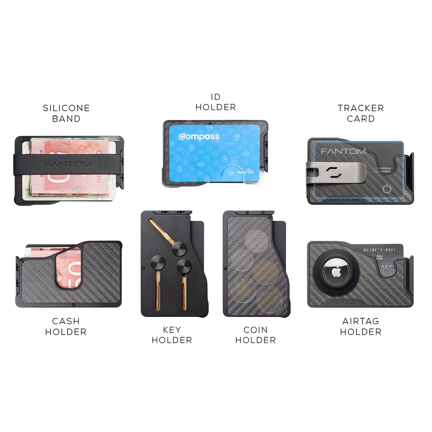 Fantom Wallet X 5-10 Cards Slim, Carbon Fiber