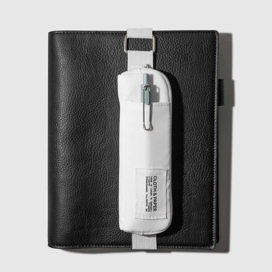 Cloth & Paper Adjustable Notebook Pouch Pen Holder, Le Blanc