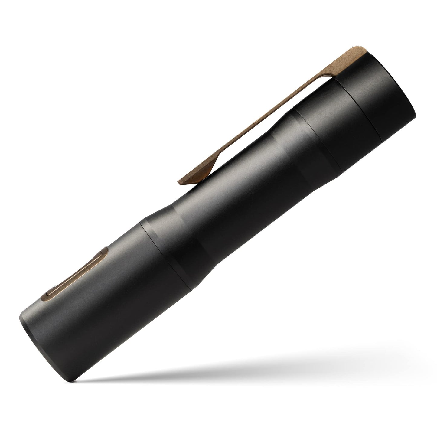 Exceed Designs RAMPANT™ R8 EDC Flashlight (Works Edition BRONZE Ti ANO Clip + Button + Bezel + Jet-Black Aluminum) 1300+ LUMENS Nichia 519A
