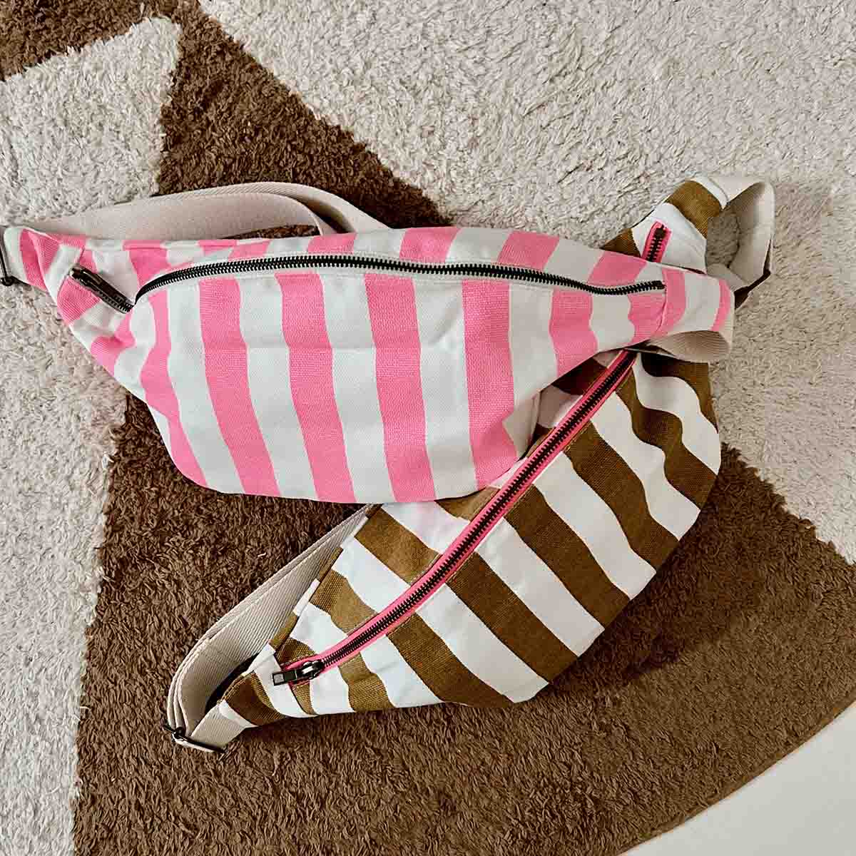 Rose in April Bum Bag Stripes, Caramel
