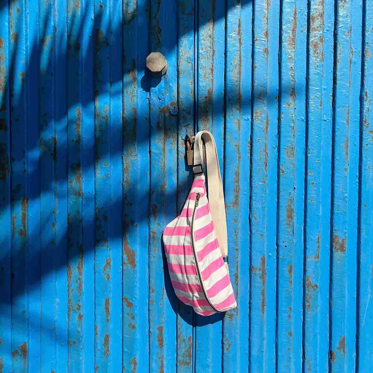 Rose in April Bum Bag Stripes, Neon pink
