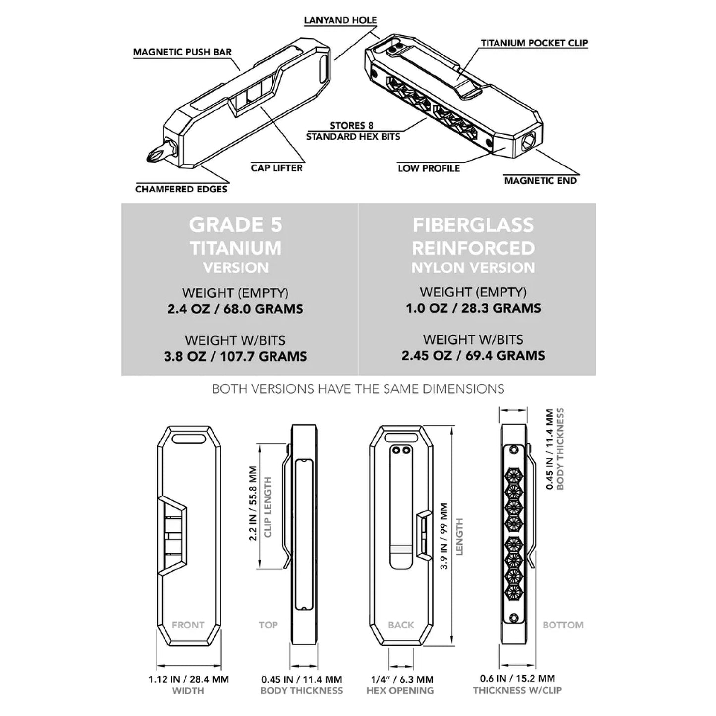 Big i Design Bit Bar, Grade 5 Titanium (DLC Black)