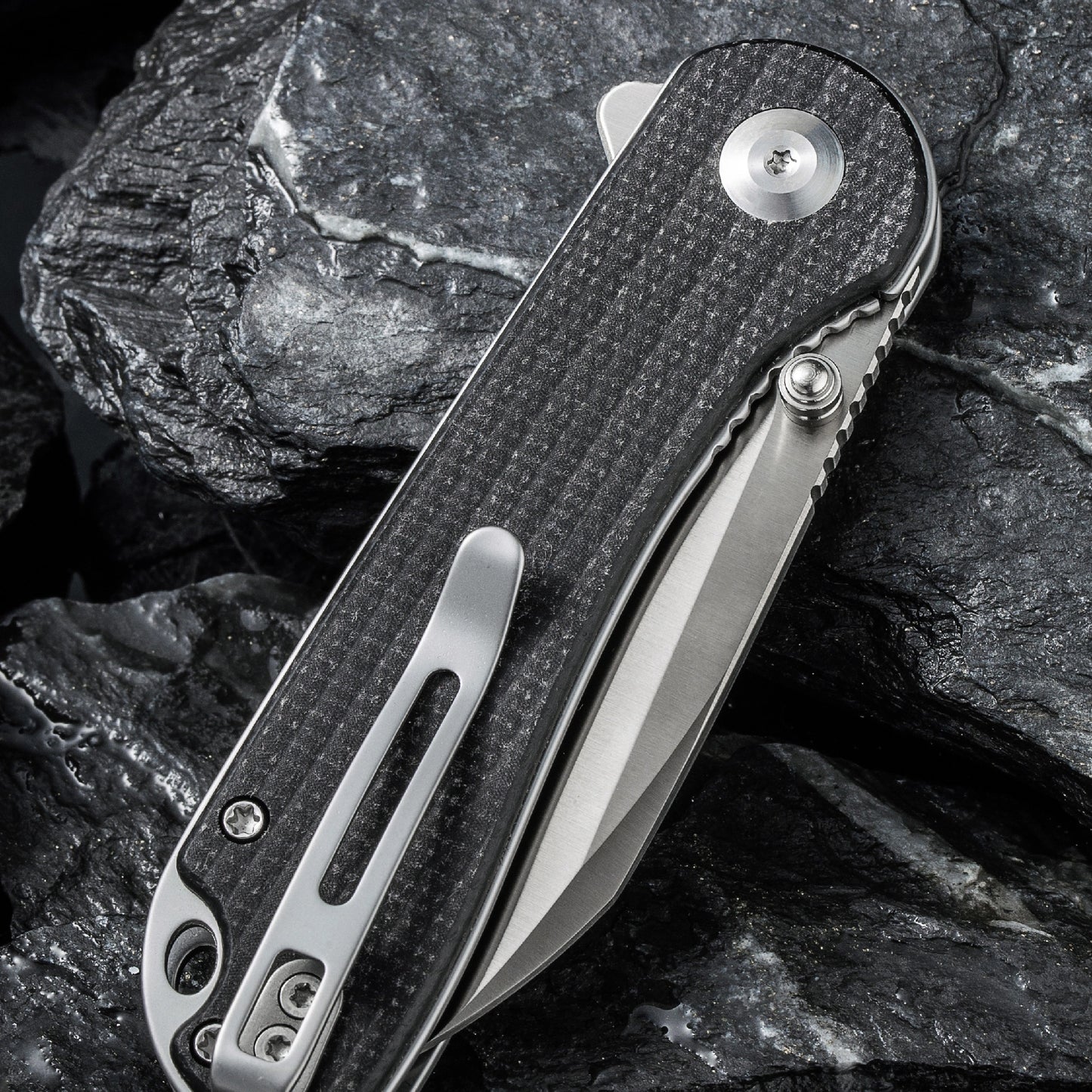 Civivi Elementum, Black Canvas Micarta Wharncliffe