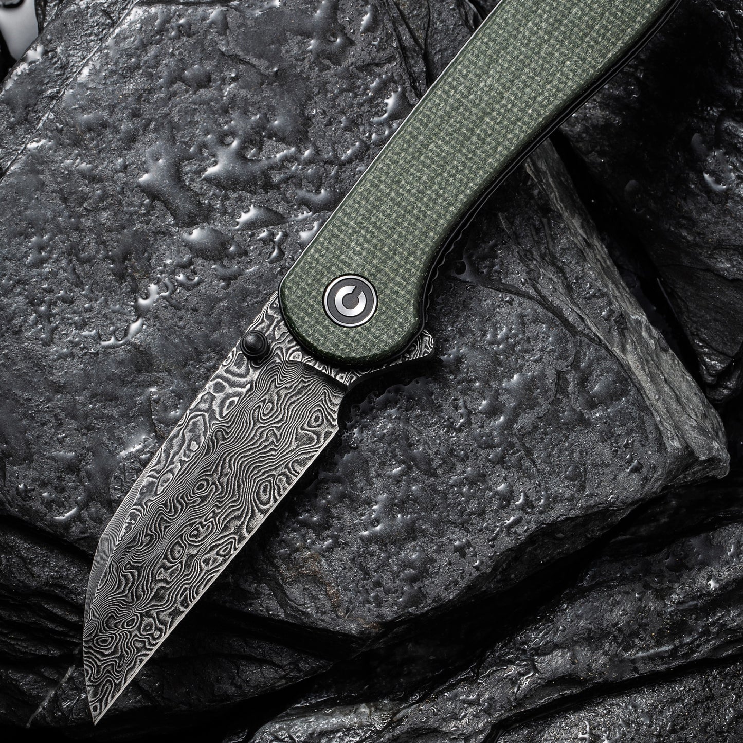 Civivi Elementum, Green Canvas Micarta Wharncliffe