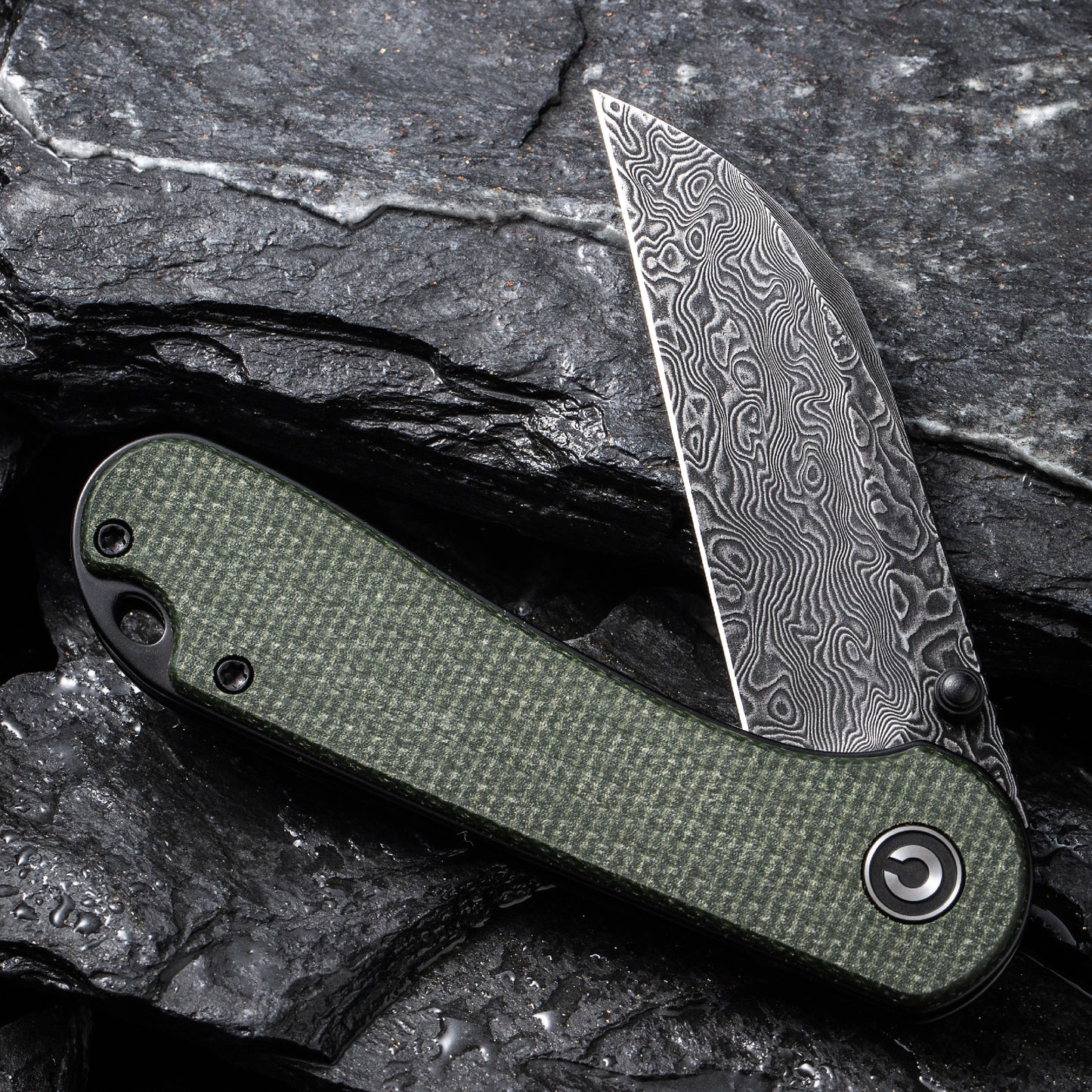 Civivi Elementum, Green Canvas Micarta Wharncliffe