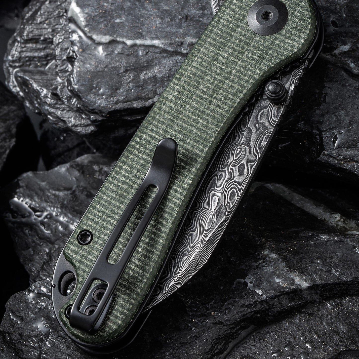 Civivi Elementum, Green Canvas Micarta Wharncliffe