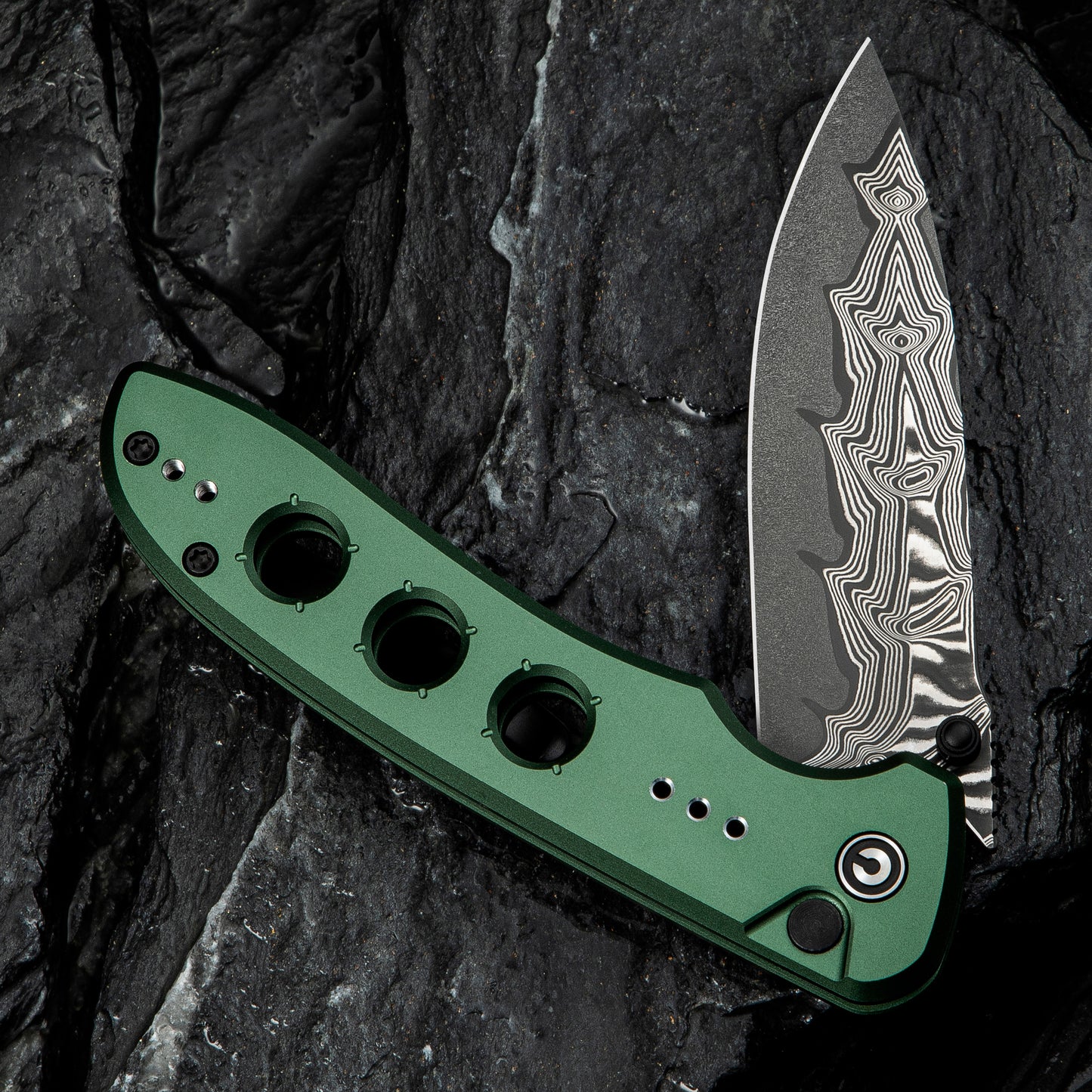 Civivi Hyperpulse, Green / Damascus Blade