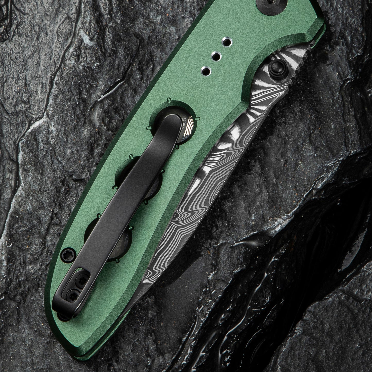 Civivi Hyperpulse, Green / Damascus Blade