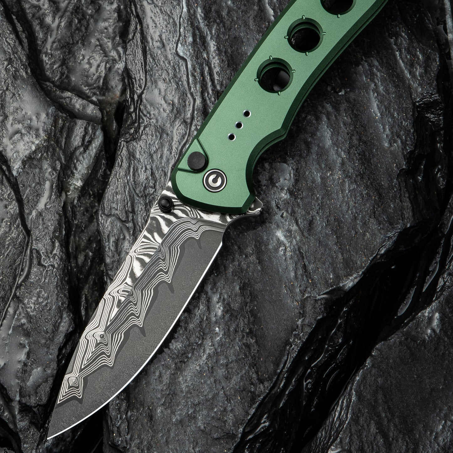 Civivi Hyperpulse, Green / Damascus Blade