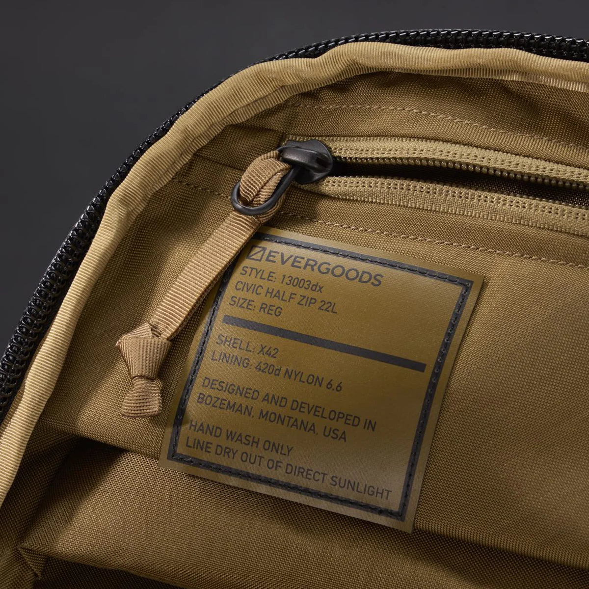 EVERGOODS Civic Half Zip 22L X-PAC, Black/Coyote Brown