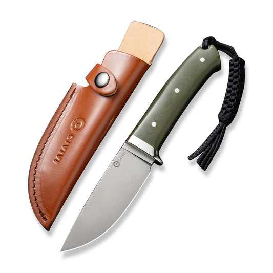 Civivi Cloud Peak Fixed Blade, OD Green G10 NickelSilver Guard / Satin