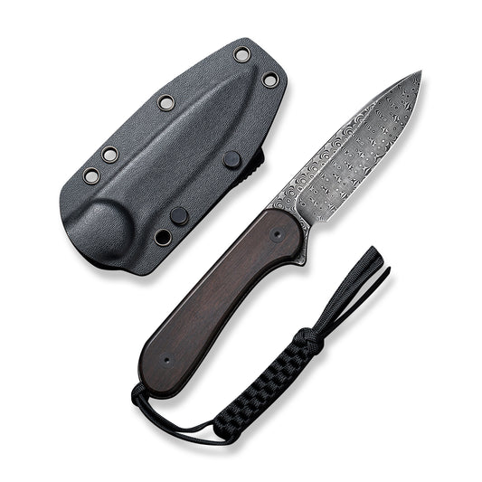 Civivi Fixed Blade Elementum, Black Ebony Wood / Damascus