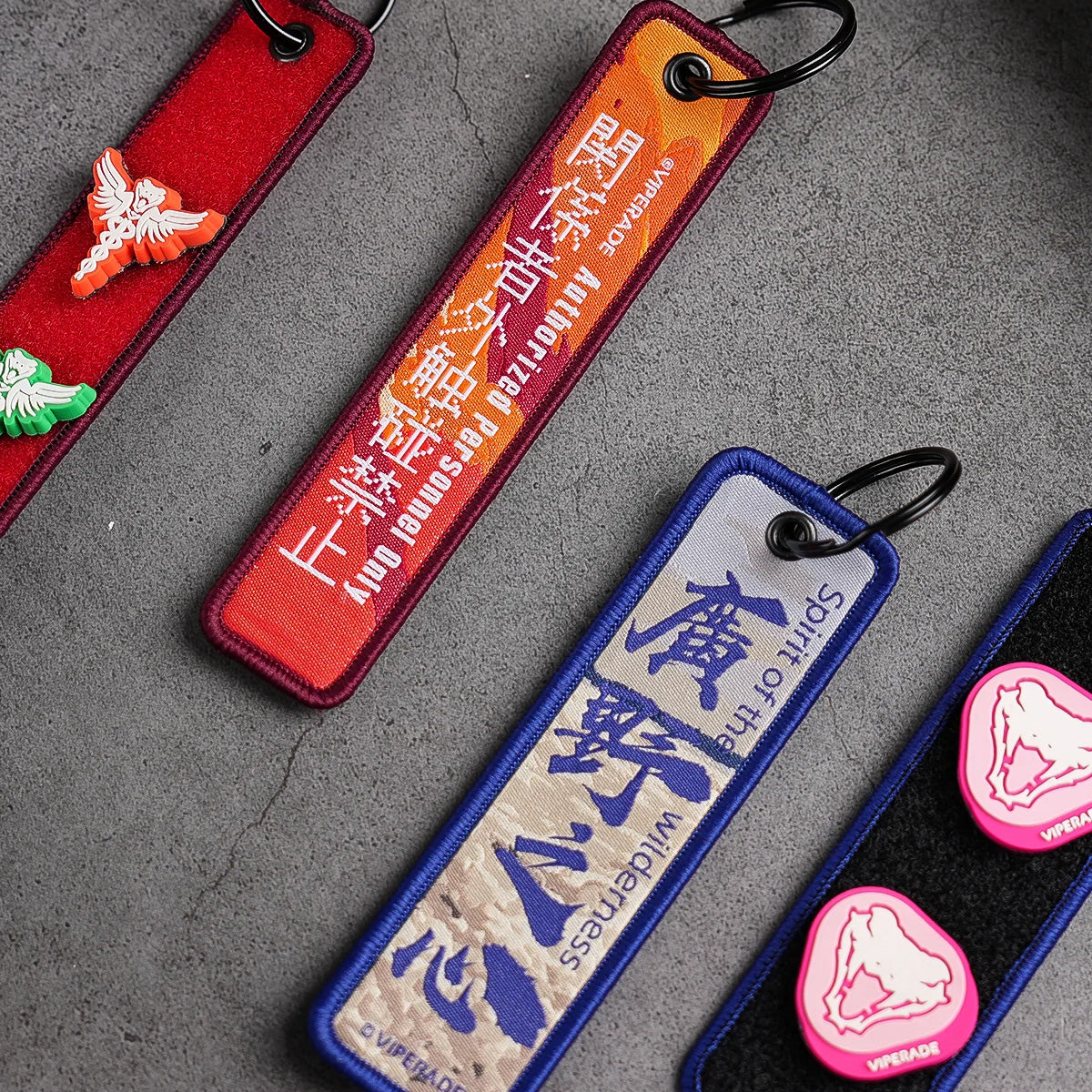 Viperade VAA1 2Pcs Embroidered Keychain, Blue/Red