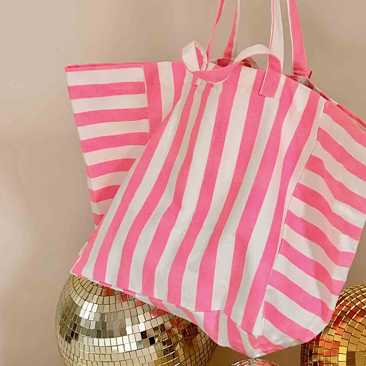 Rose in April Elisa Tote bag Stripes, Neon pink
