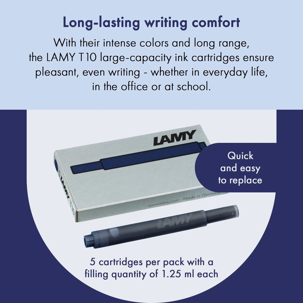 LAMY T 10 Blekkpatroner Blueblack, 5-Pakke, produktdetalj