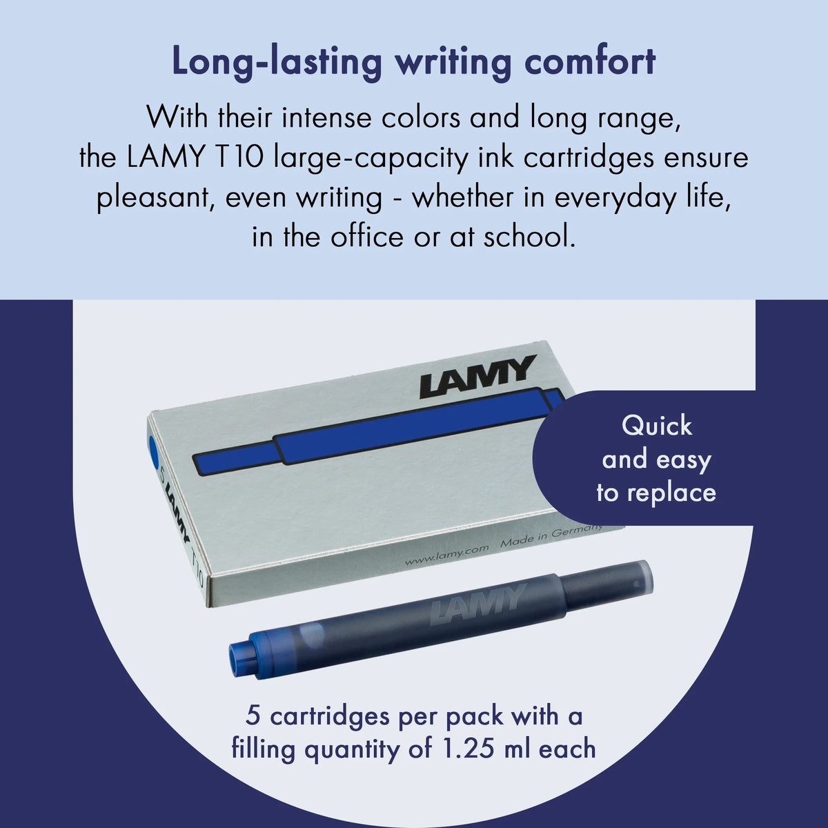 LAMY T 10 Blekkpatroner Blue, 5-Pakke, produktdetalj