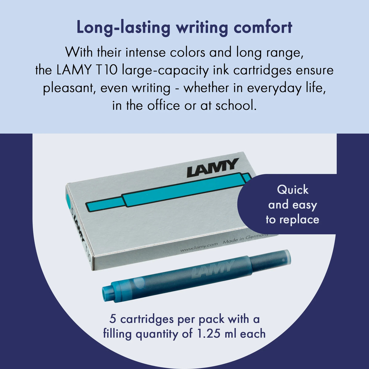 LAMY T 10 Blekkpatroner Turquoise, 5-Pakke, produktdetalj
