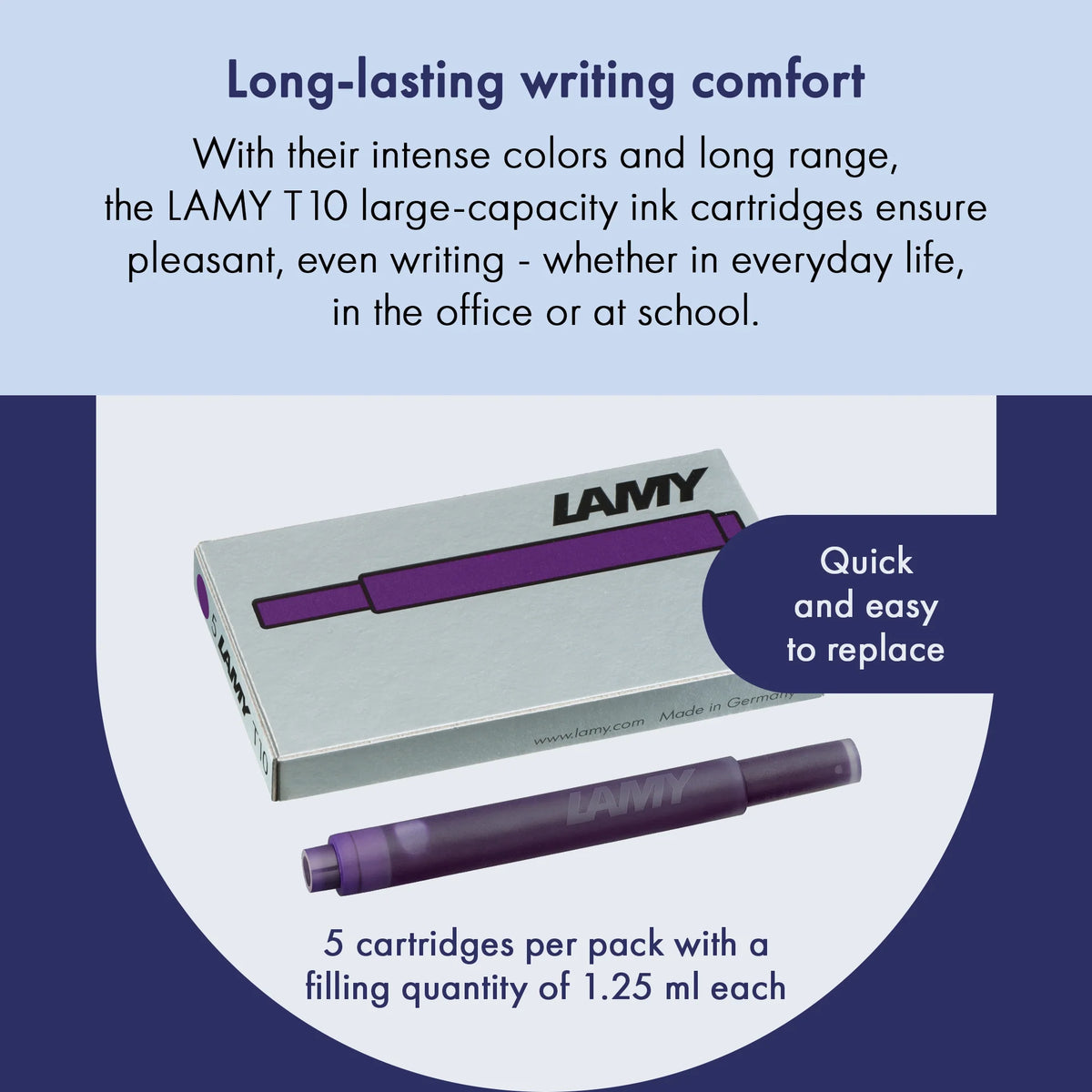 LAMY T 10 Blekkpatroner Violet, 5-Pakke, produktdetalj