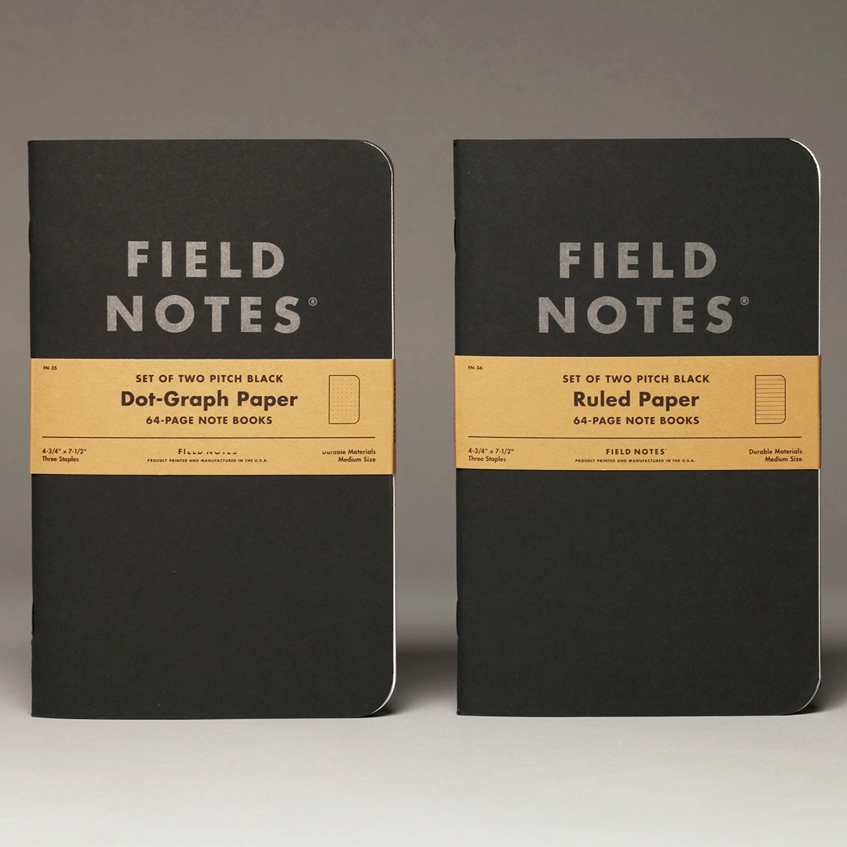 Field Notes Pitch Black Note Book 2-Pack, Ruled