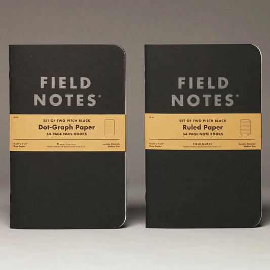 Field Notes Pitch Black Note Book 2-Pack, Ruled