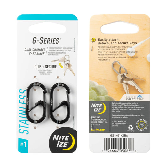 Nite Ize G-Series® Dual Chamber Carabiner #1 2 Pack, Black