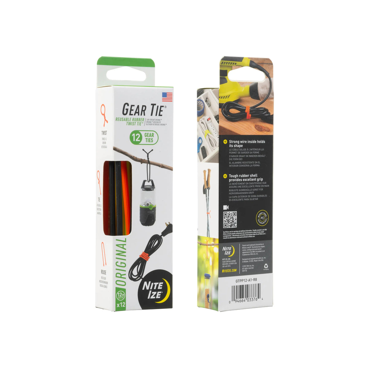 Nite Ize Gear Tie® Original ProPacks 12 in 12 pack, Assorted